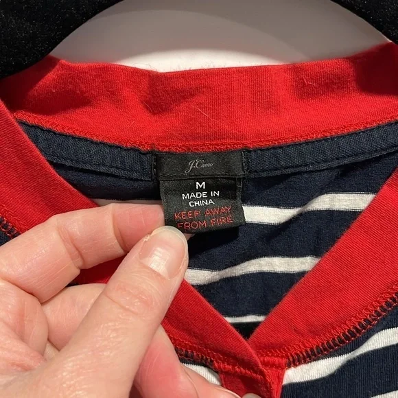 J Crew Unionsuit Onesie Pajamas Navy Stripe Red Jersey Cotton Loungewear EUC - Picture 5 of 10